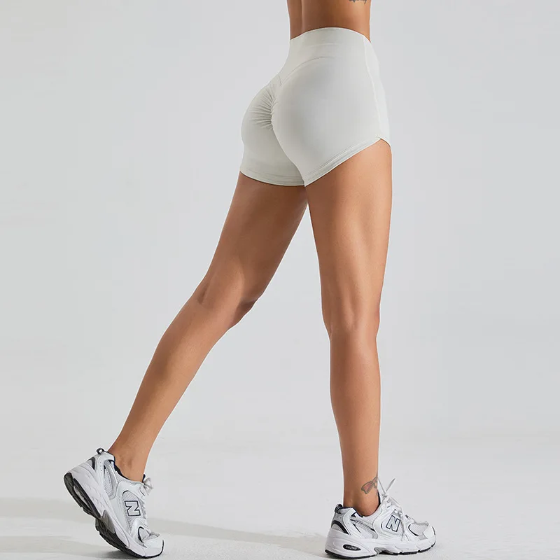Pantalones cortos de gimnasio para mujer, pantalones cortos atléticos de cintura alta para levantamiento de glúteos, pantalones de Yoga suaves para motorista, mallas deportivas para Fitness, medias cortas
