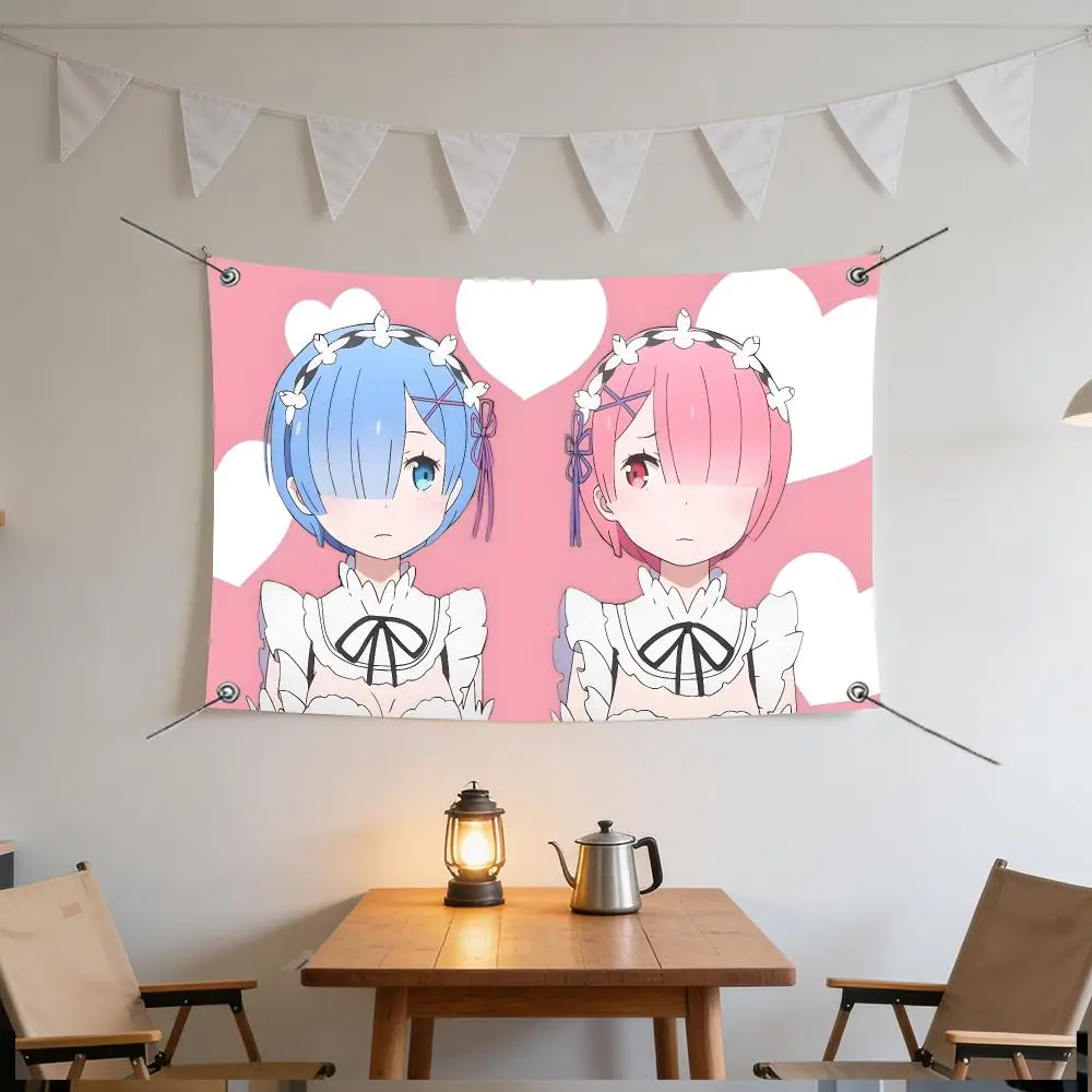 Anime Japanese Dark Fantasy Re:ZERO Flags Specialized for indoor and outdoor home decorations, outdoor camping, and bar parties
