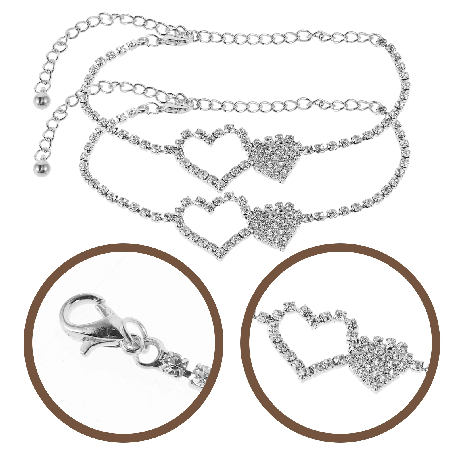 

2 Pcs Love Anklet Bracelets for Women Braclet Adjustable Chain Jewelry Anklets Girls