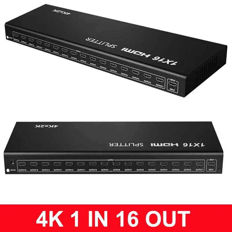 4K 1x16 HDMI Splitter 1 In 16 Out Video Distributor Multi-screen Display Screen Mirror Split for PS3 PS4 XBOX PC To Monitor TV