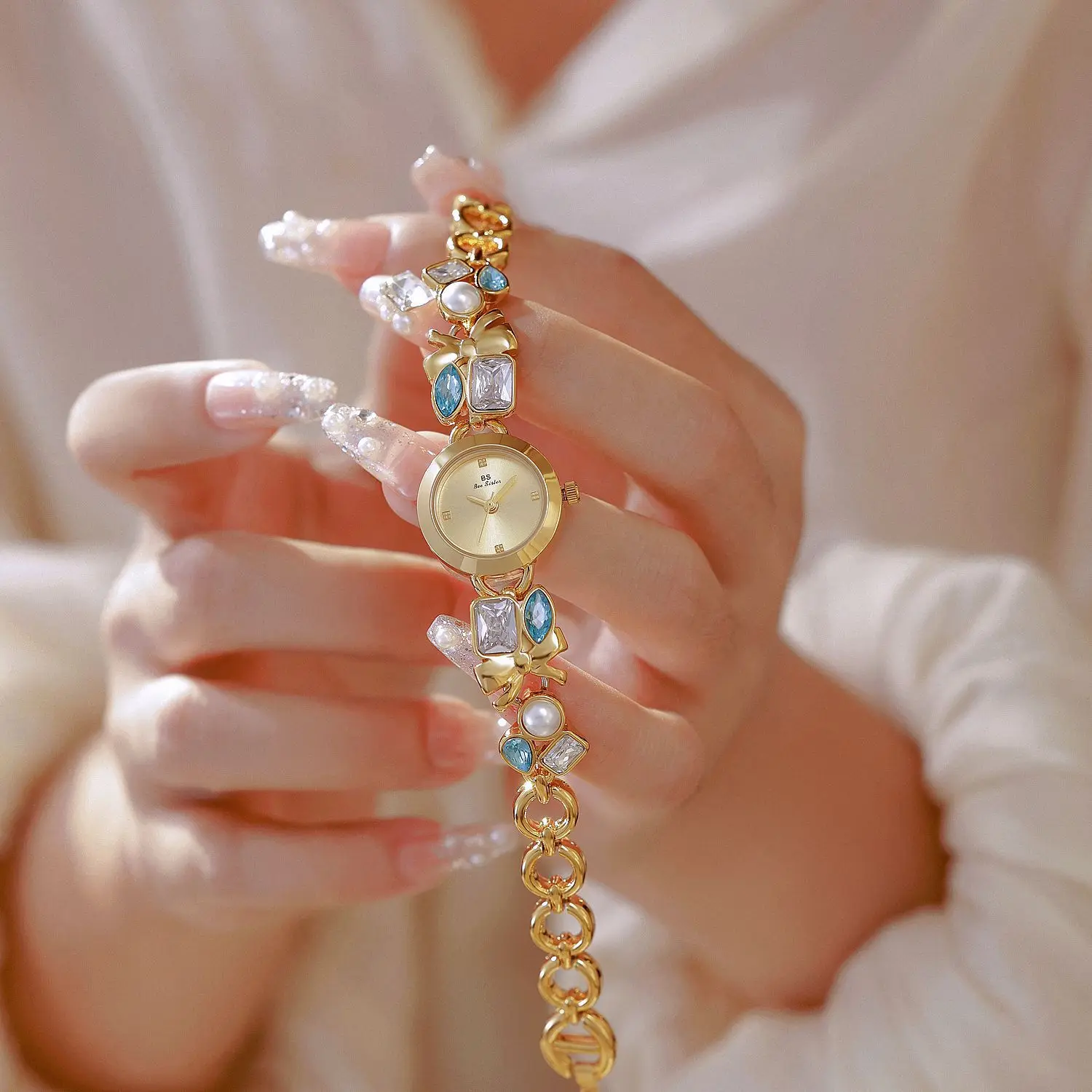 

BS Новый романтический браслет с бриллиантами и бабочкой, женские часы в стиле ретро, синие кварцевые часы, подарочная коробка для доставки, Reloj Mujer