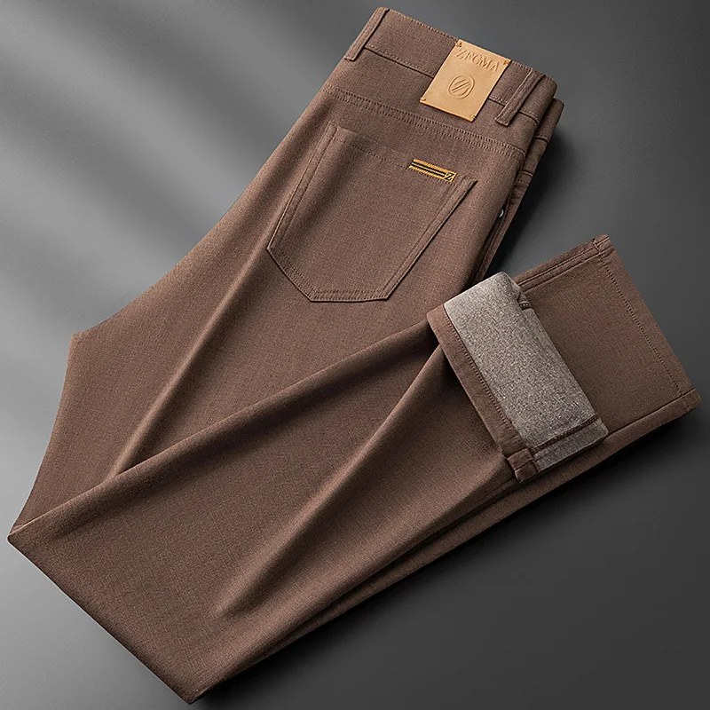 Light Luxury Italian-Style Relaxed Old Money Style Herringbone Lyocell Linen Casual Pants for Men, Autumn Business Commuter Straight-Leg Pants