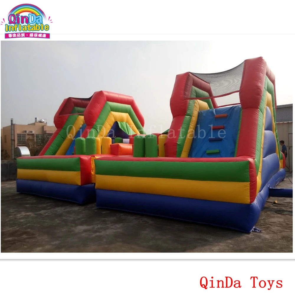 Children Amusement Park Equipment Mini Castle With Slide ,7*7m Inflatable Bouncy Slide For Kids Play