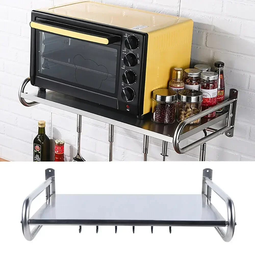 

Kitchen Storage Rack Microwave Oven Bracket 53cm Wall Mounted Shelf Aluminum Black Kitchen Accessories Organizer