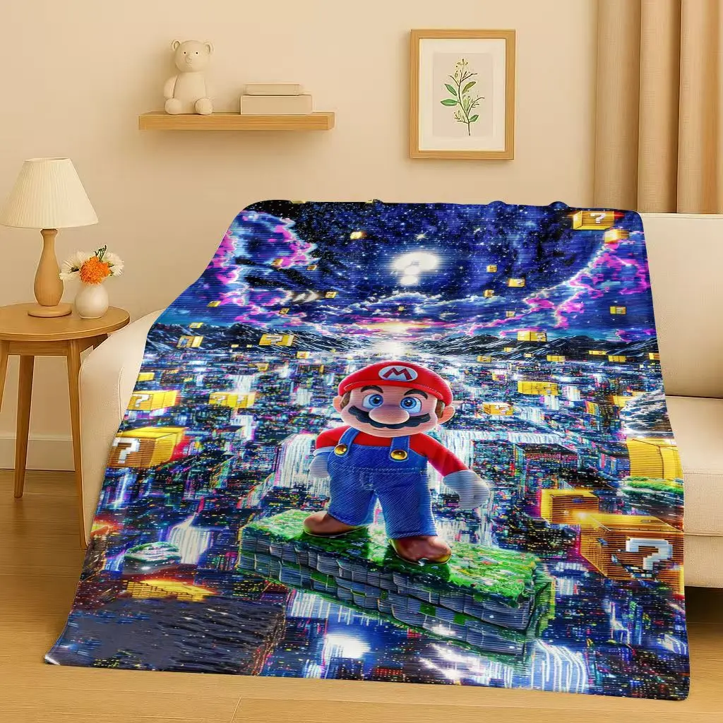 ثلاثية الأبعاد سانريو ماريو لعبة الكرتون هدية الكريسماس الفانيلا بطانية ، فائقة لينة الدافئة أفخم رمي للمنزل غرفة نوم غطاء أريكة تتحول لسرير السفر #1