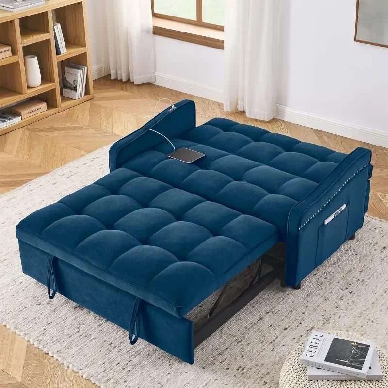 3 in 1 Sleeper Sofa Couch Bed with USB & Type C Port, 52