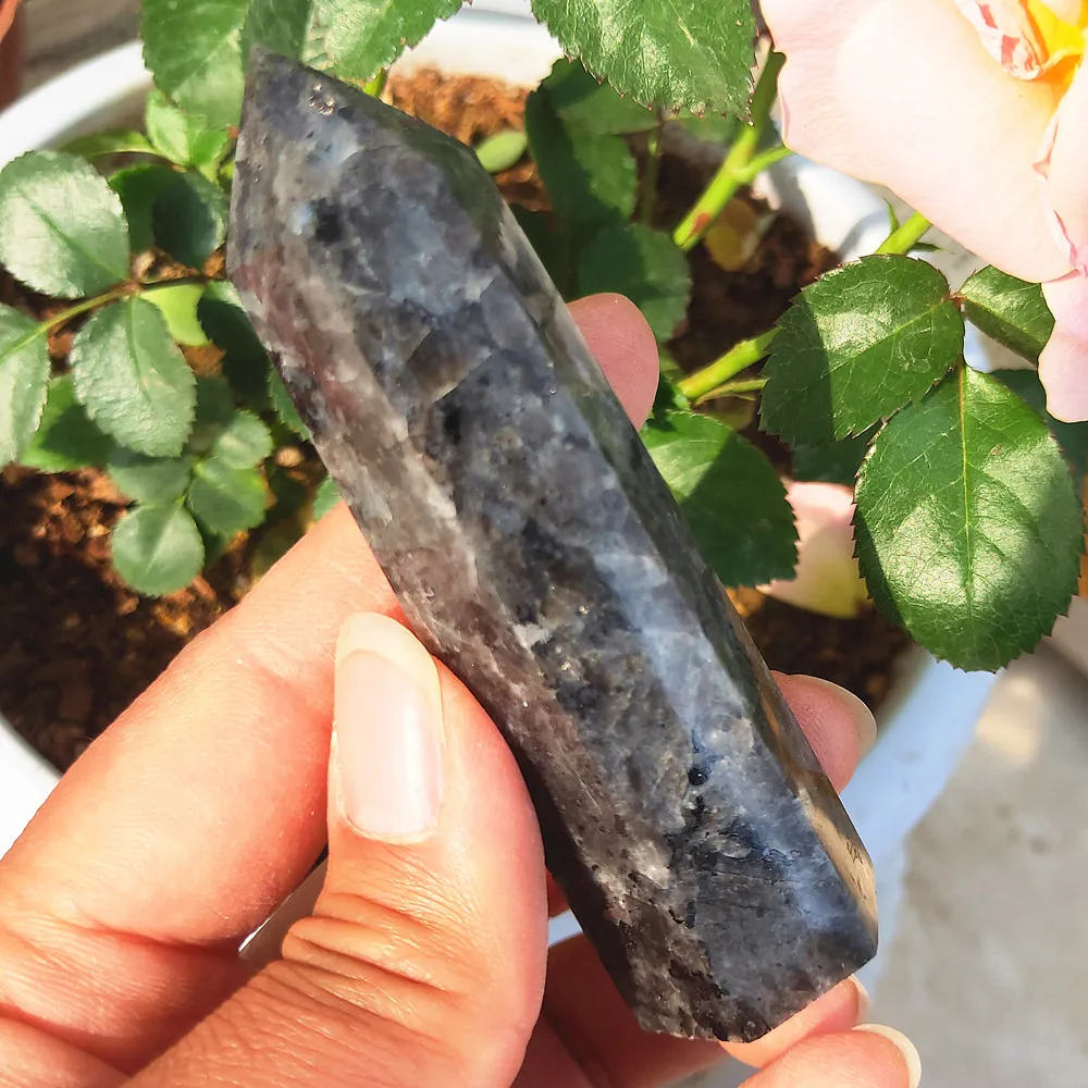 6-10cm Natural Spectrolite Crystal Wand Granite Quartz Point Gemstone Tower Obelisk Healing 1 pcs