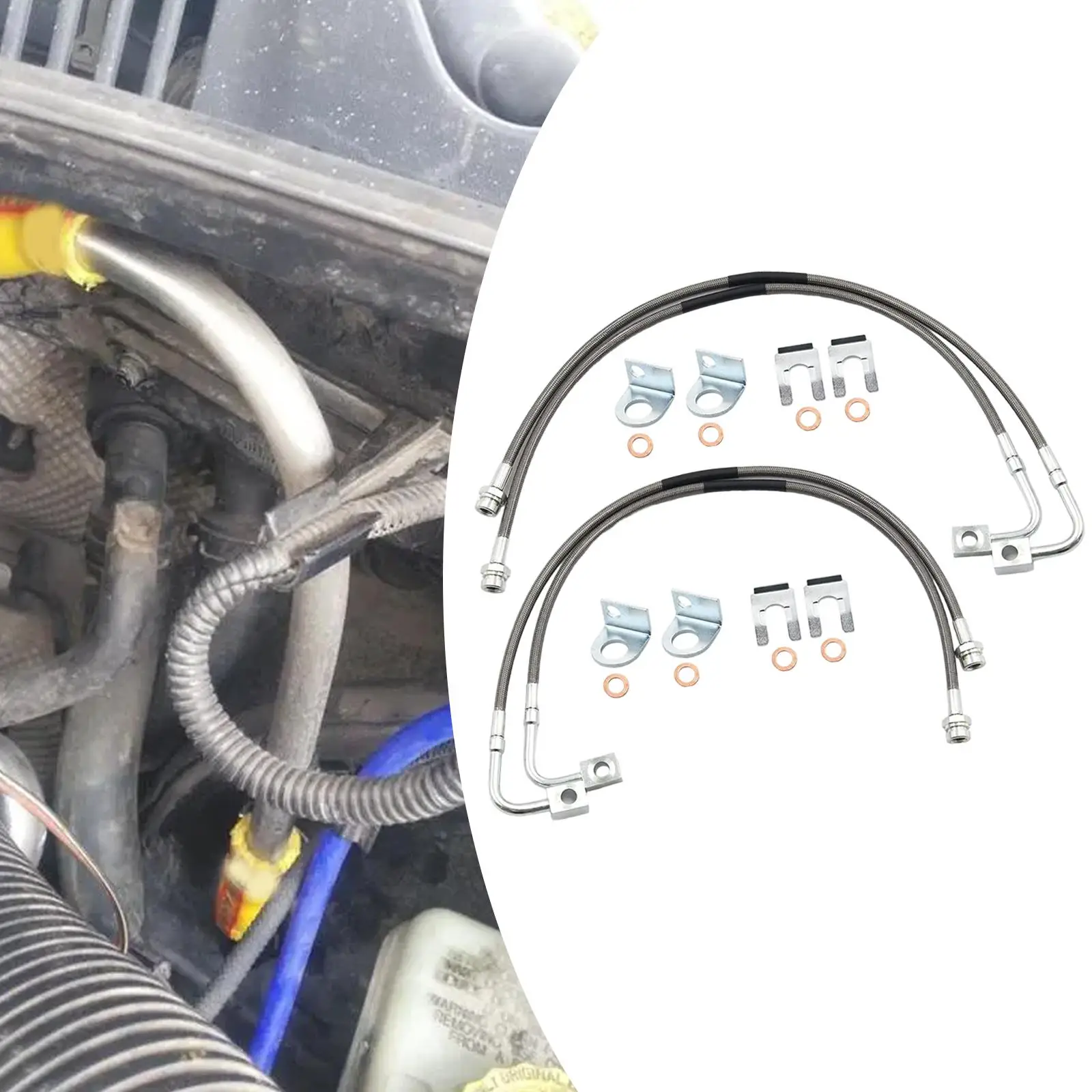 Brake Lines 89716 Metal Wear Resisting Braided Brake Hose Kit Replace Parts