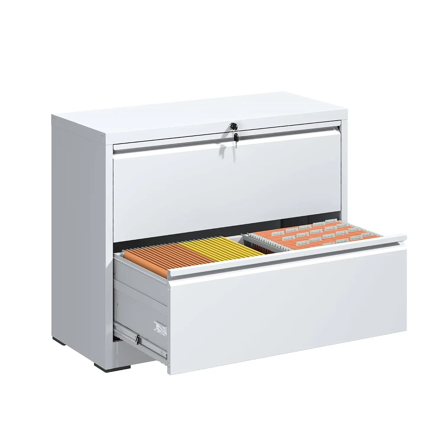 2 Drawer Metal Lateral File Cabinet with Lock, Heavy Duty Steel Storage for Home Office Legal Letter A4, Customized
