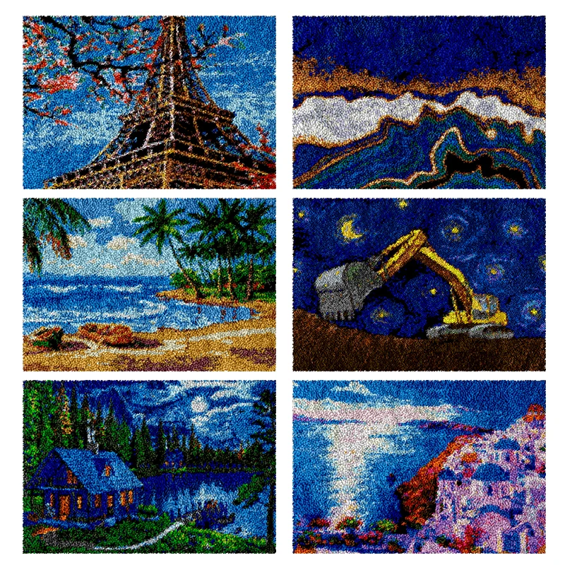 

Scenery latch hook rugs diy manualidades accesorios y materiales plastic canvas for bag Carabiner cross stitch kit adults Carpet