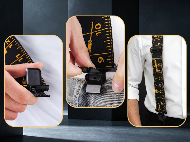 MELOTOUGH Herren-Hosenträger, vollständig elastisch, 5 cm breit, X-Form, strapazierfähig, für schwere Arbeiten – Detail 4