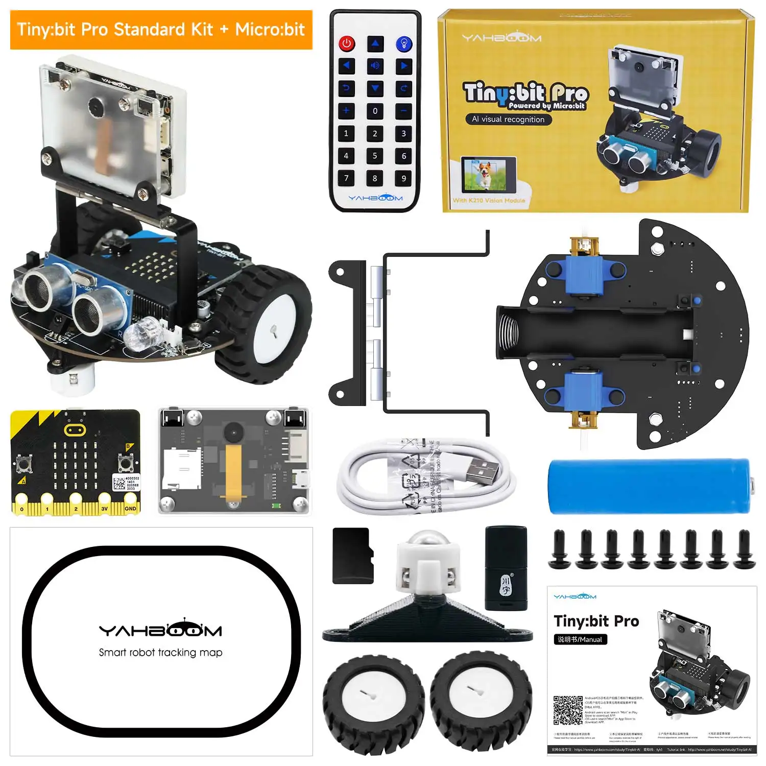 Robot inteligente Microbit superior, Robot Visual AI con módulo K210 para niños, juguete educativo de programación, proyectos electrónicos DIY