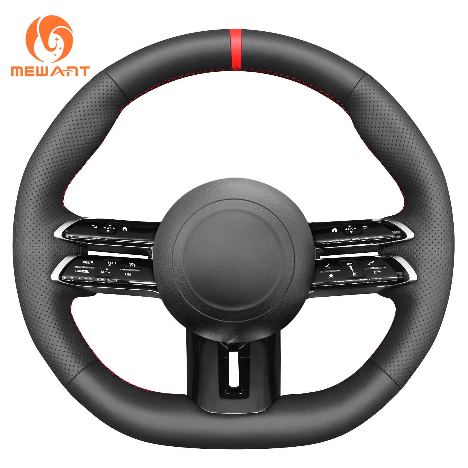 

Mewant Customizable Black Artificial Leather Steering Wheel Cover for Mercedes-Benz AMG GT C43 63S CLA35 CLE53 E53 63S EQE EQS