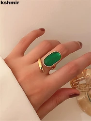 kshmir Bohemian Korea new vintage Exquisite ring Green gemstone women's fashion ring birthday party jewelry