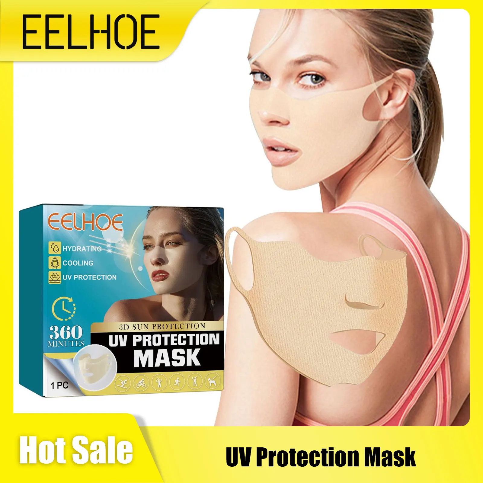 

UV Protection Face Mask Anti Sweat Anti Sunburn Dull Face Pigmentation Remover Oil Control Hyaluronic Acid Breathable Face Mask