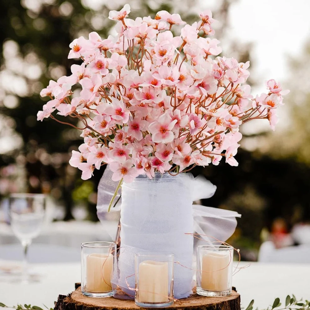 2 peças de flores de pêssego eternas. Decorações realistas de flores de pêssego rosa para casamento adicionam um toque romântico, decoração para casa.