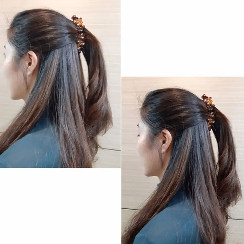 Doce chuveiro moda acessórios titular rabo de cavalo acrílico vintage grampos de cabelo flor banana garra de cabelo