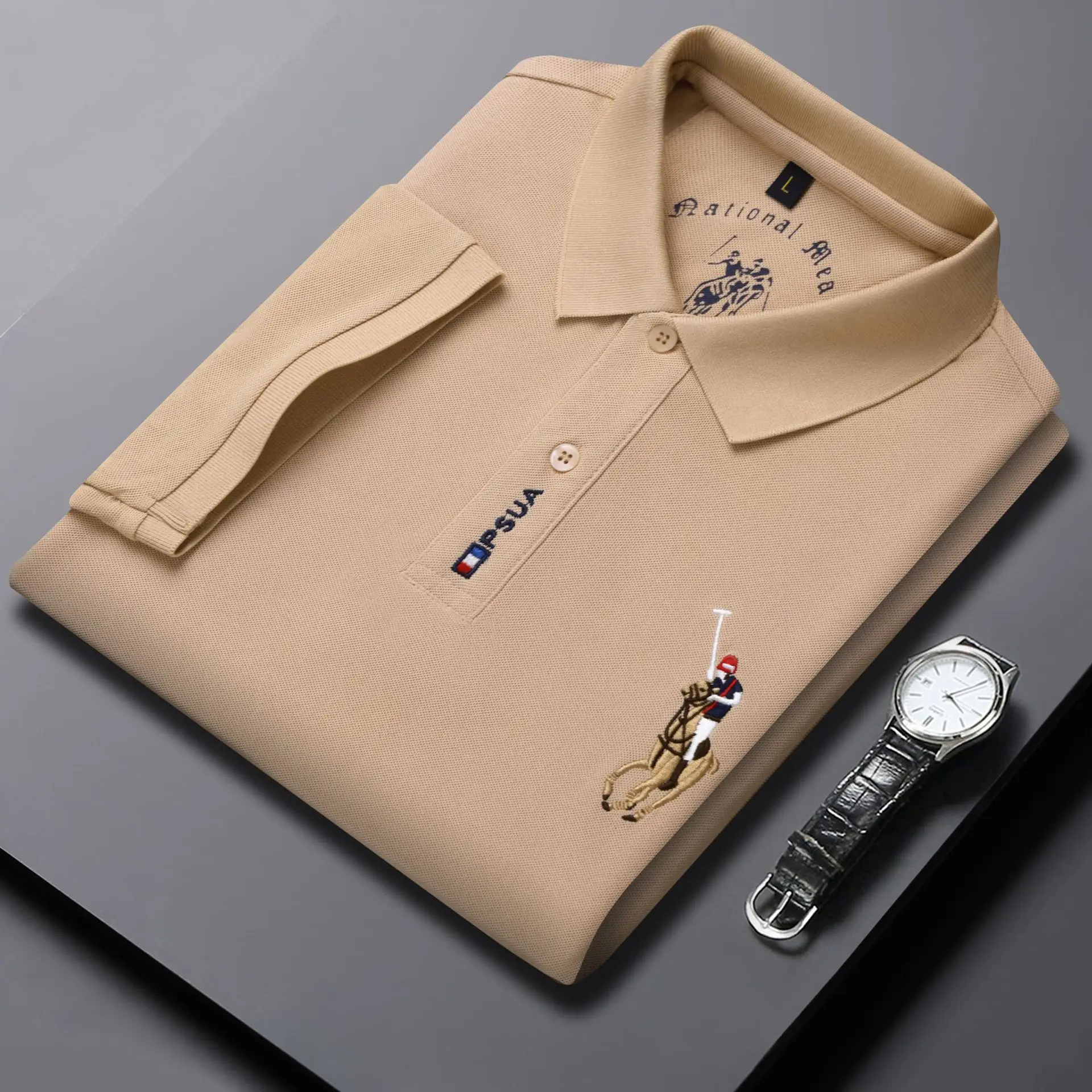 

Summer Polo Shirt Men's Embroidery Young and Middle-Aged Short Sleeve T-shirt Lapel Fashion Casual Half Sleeve