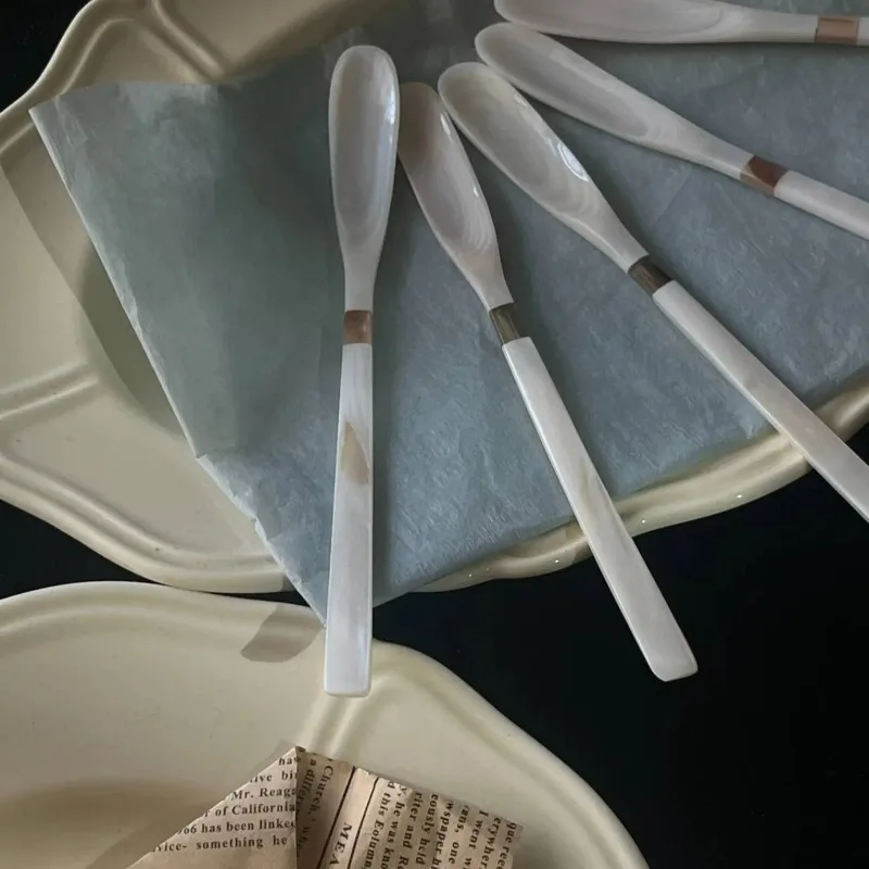 Natural Shell Spoon, Coffee Teaspoon Set, Drink Stirring Spoon for Dessert, Coffee, Ice Cream,photo Prop