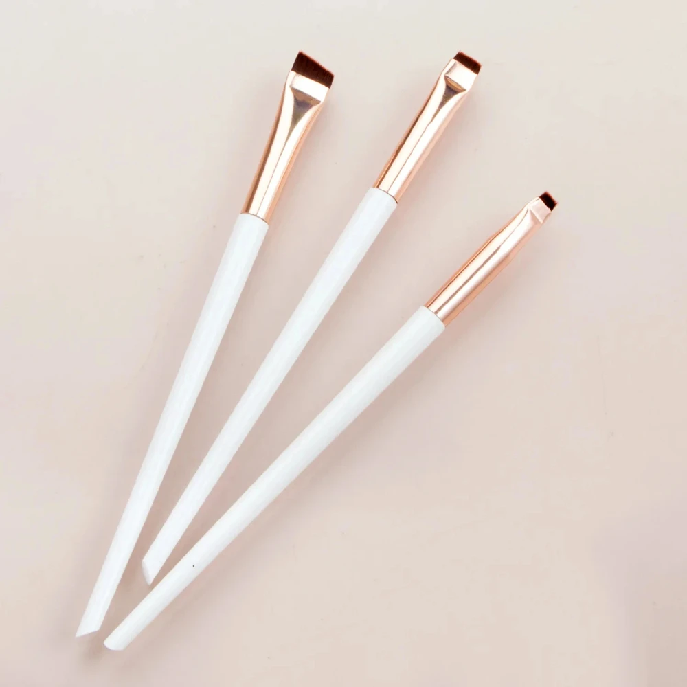 3 teile/satz Klinge Eyeliner Pinsel Augenbraue Pinsel Tragbare Flache Feine Eye Liner Stirn Kontur Make-Up Pinsel Make-Up-Tool