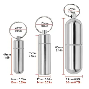 鑰匙圈藥盒瓶便攜式防水老人急救藥箱鋁合金戶外旅行露營 8 最佳銷售 藥盒鑰匙扣 - №8