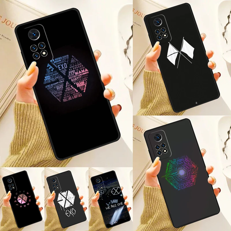 جراب فني بشعار فرقة kpo من EXO لسامسونج غالاكسي ، S24 Plus ، S23 ، S20 ، S21FE Lite ، S22 Ultra ، Note 20 ، S8 ، S9 ، S10 Phone Coque