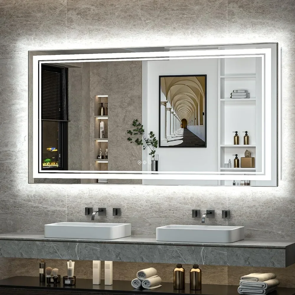 

Led Bathroom Mirror Lighted Mirrors 40x32 Inch Frontlit and Backlit Frameless Mirror, Light up Vanity Mirror for Wall, Anti-Fog