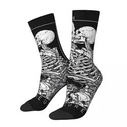 Divertenti calzini da uomo felici Skull Bones Horror Goth Vintage Harajuku Dark Skull Hip Hop novità Pattern Crew Crazy Sock Gift stampato