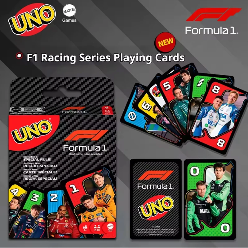 New Mattel UNO F1 Racing Series Card Game—UNO Cards, Multiplayer Board Game, Party Game, Playing Cards