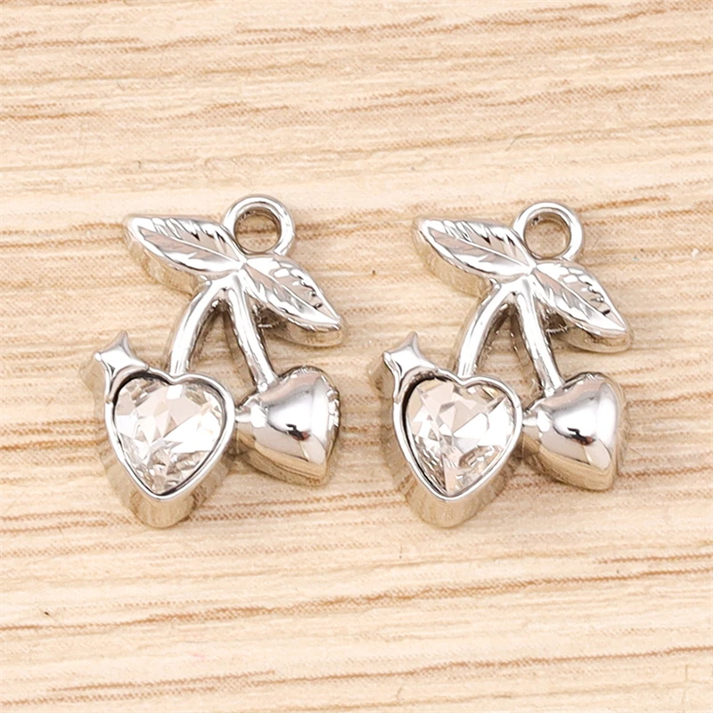 5 Stück 10x12mm Niedliche Kristall-Legierung Frucht-Kirsch-Anhänger für Schmuckherstellung, Ohrringe, Halsketten, Armbänder, DIY-Bastelgeschenk – Detail 7
