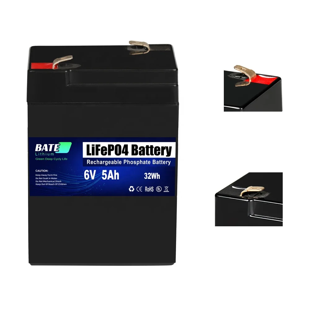 2PCS 6V 5Ah LiFePO4 Battery Built-in BMS Lithium Iron Phosphate Energy Storage Battery Rechargeable