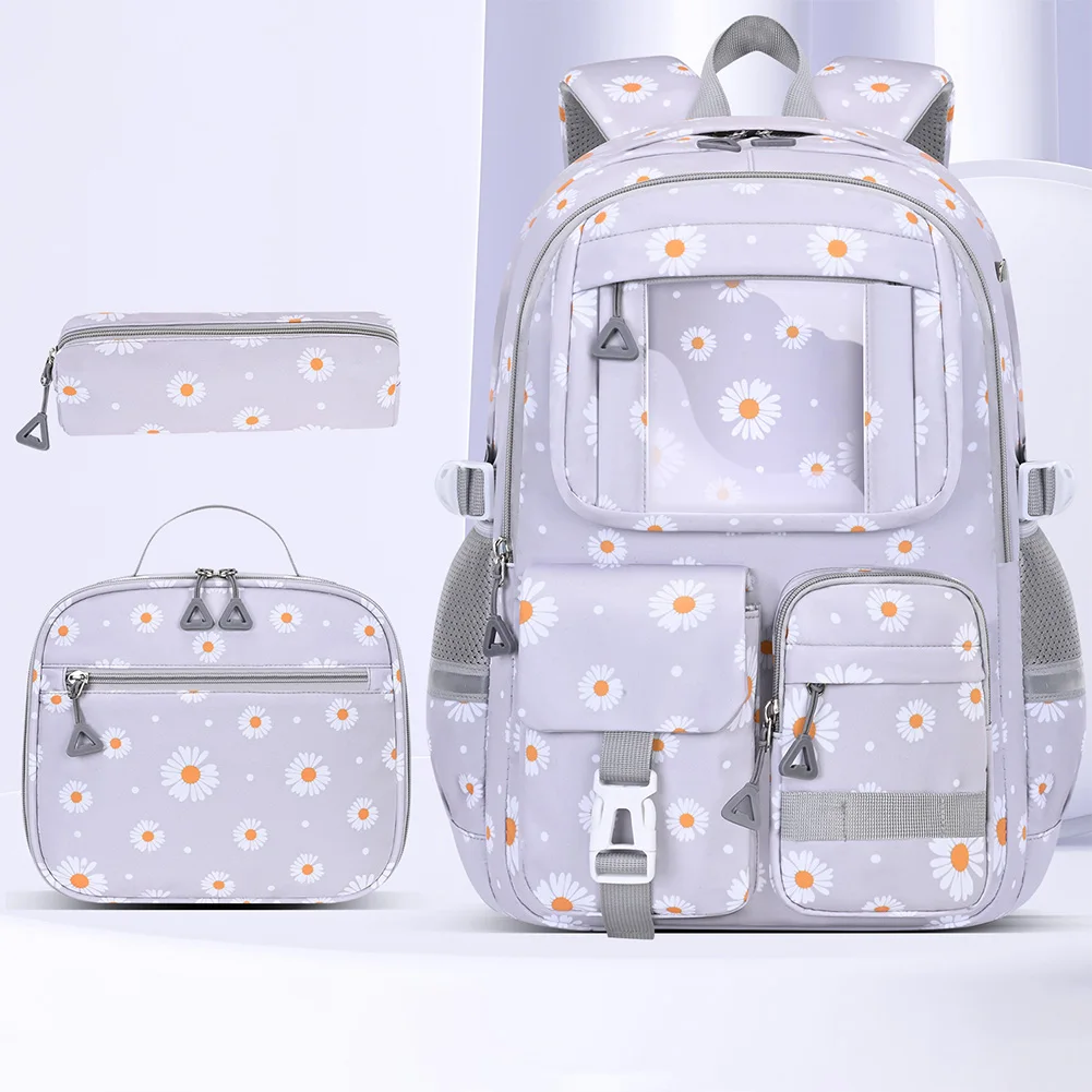 

3Pcs/Set Children Backpack Fashion School Bookbag with Lunch Box & Pencil Pouch Multi-Pocket Cute Daypack for Primary Students