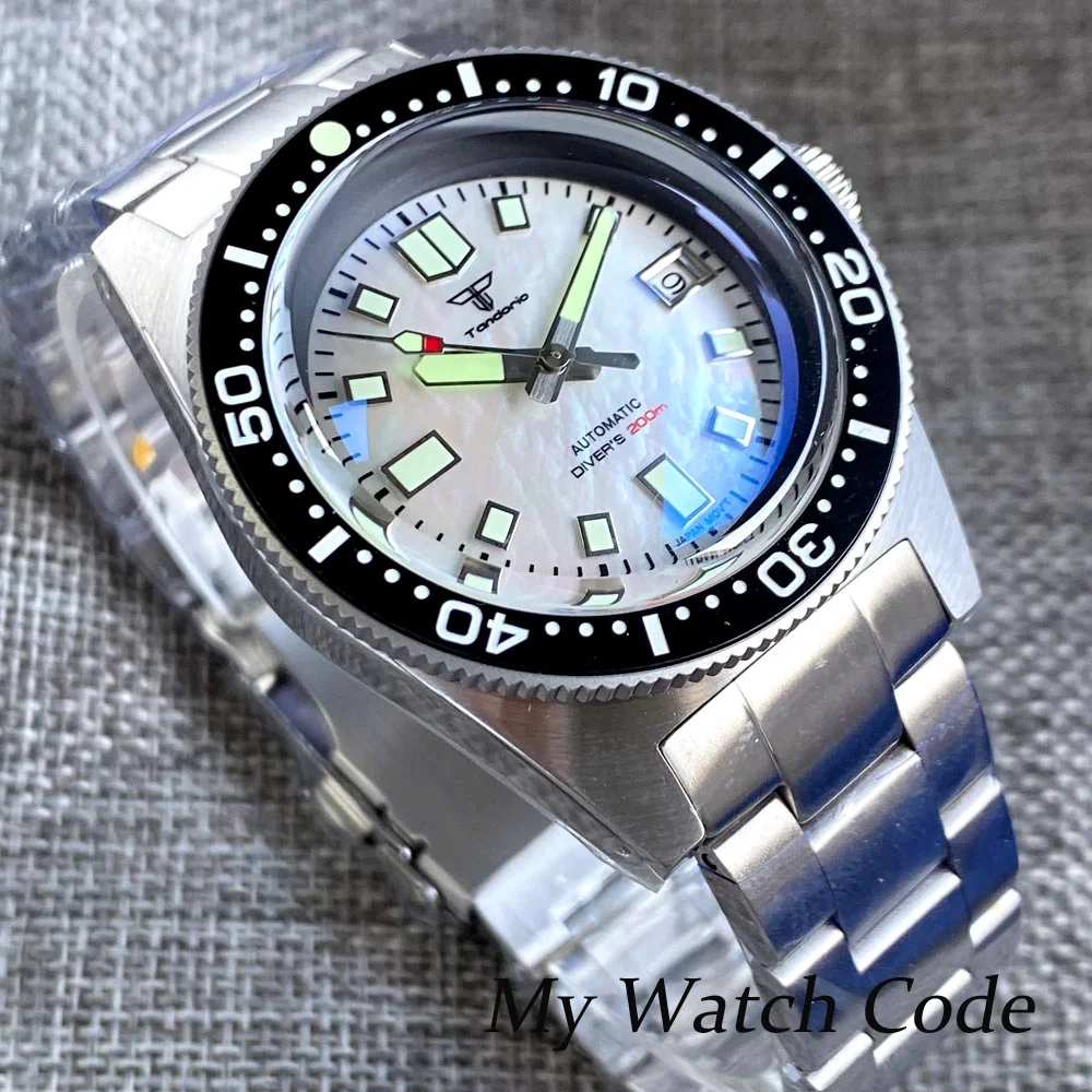 Swim 62mas Dive Automatic Men Watch White Shell Dial AR Sapphire C3 Lume NH35 Movement Sport Luxury Steel Wristwatch Reloj