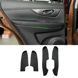 4pcs For Nissan X-Trail Rogue 2014 2015 2016 2017 2018 Car Interior Door Armrest Panel Protective Cover Microfiber Leather Trim
