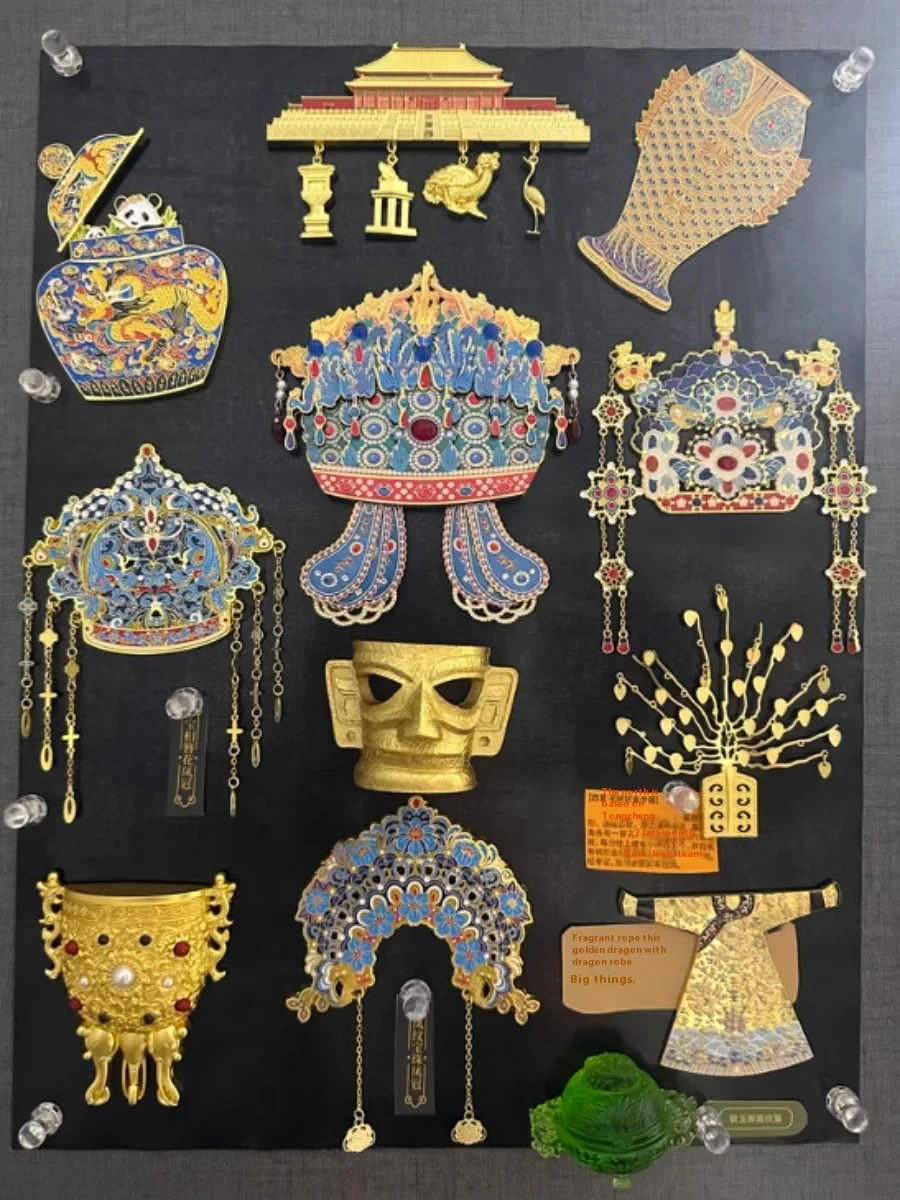 The Palace Museum Fridge Sticker Decoration Golden Dragon Clip Dragon Robe Magnetic Stickers Chinese Relics Cultural MemoriaGift