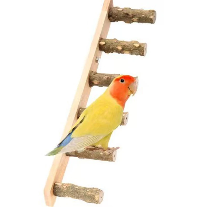 

4/6 /8 Wood Ladder Pet Interactive Bird Parrot Toy Ladder for Hamster Cage Funny Grinding Stick Climbing Toy Bird Accessories