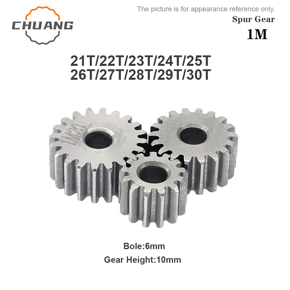 21T/22T/23T/24T/25T/26T/27T/28T/29T/30Teeth 1 M Spur Gear SC45# Carbon Steel Material Cylindrical Gear Transmission Accessories