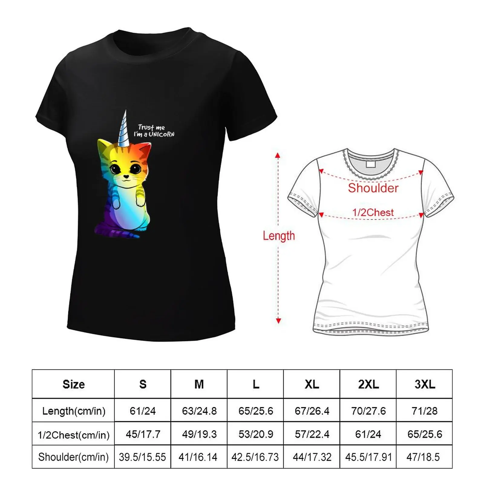 Caticorn T Shirt Unicorn Cat Kittycorn Girls Women Rainbow T-Shirt korean fashion new edition quick-drying t shirt dress Women