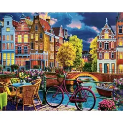 GATYZTORY Modern Painting By Numbers Paint Kit Picture Drawing City Night View Canvas Painting Home Decoration For Adults Diy Se