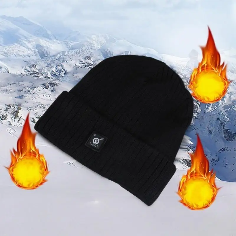 

Men Women Winter Electric Heated Beanie Hat Rechargeable Battery Thermal Warm Plush Lining Outdoor Windproof Cycling Skiing Cap