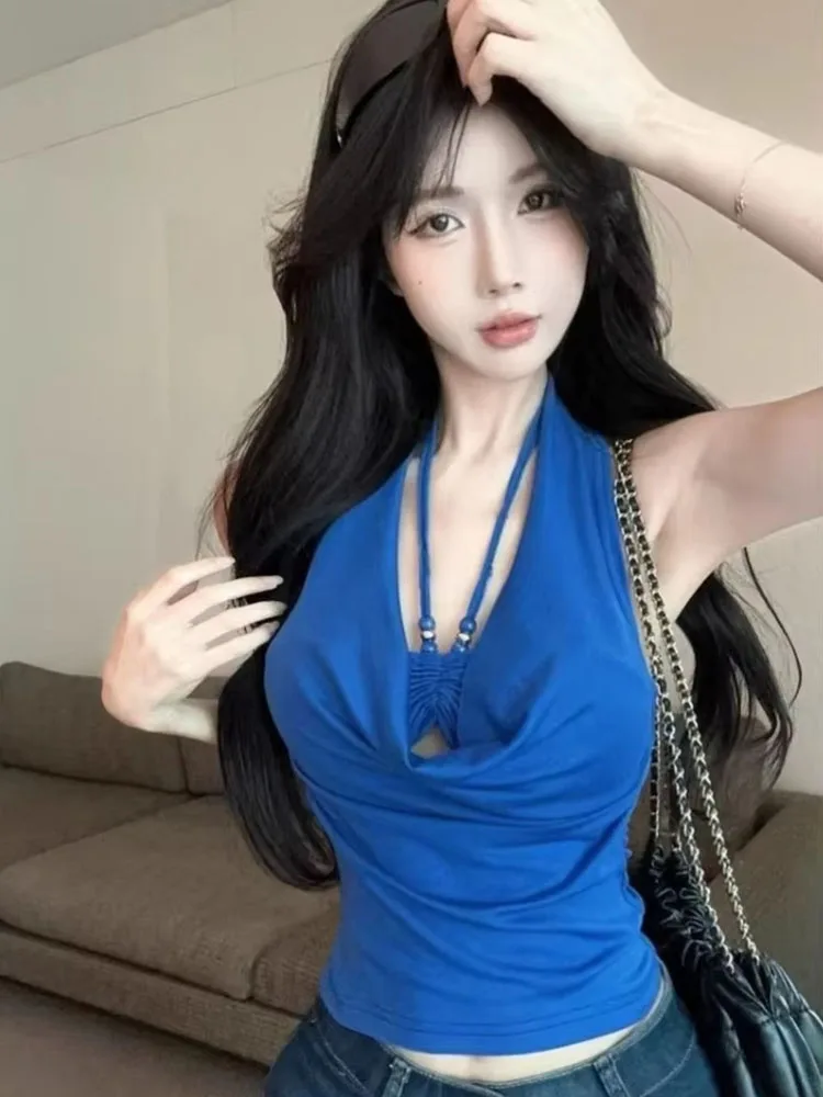 2026 New Women's Double Layer Halter Camisole Y2k Sling Tank Top Summer Slim Fit Fashion Crop Top
