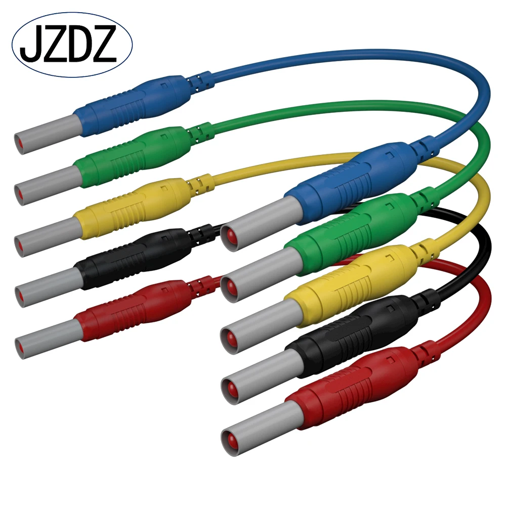 JZDZ 5PCS 4MM Retractable Safety Banana Plug to Banana Plug Test Lead  1M Nickel Plated Copper Banana Plug J.70019