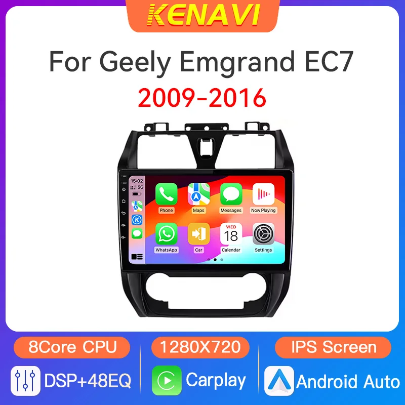 Автомобильный стерео радио мультимедийный видеоплеер для Geely Emgrand EC7 1 2009-2016 GPS RDS беспроводной Carplay Android Auto 2 Din головное устройство