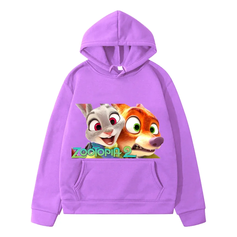 

Kawaii Zootopia 2 Print hoodies Fleece sweatshirt boy pullover jacket Disney Autumn anime hoodie y2k sudadera kids clothes girls