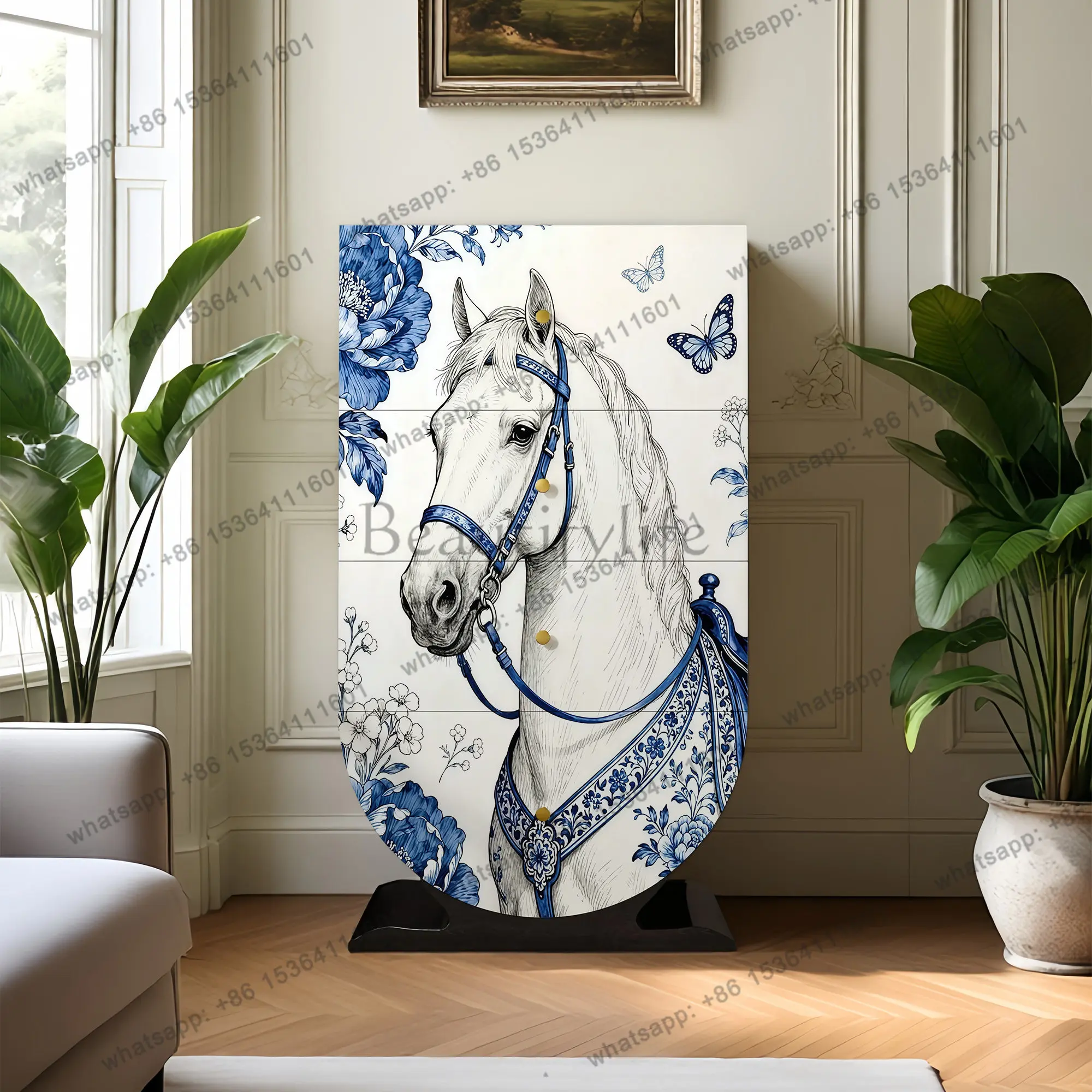 

Italian light luxury solid wood four-chest cabinet living room wall decoration storage cabinet