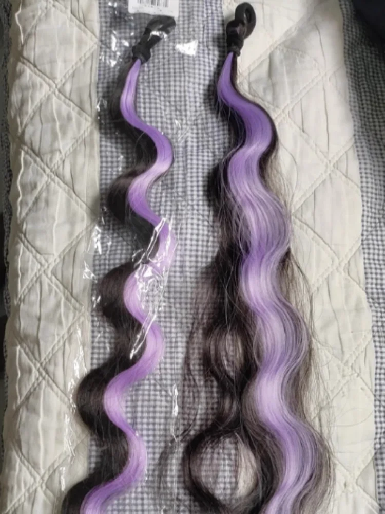 Wig braid, children's self winding bun head, dyed long hair, ponytail, dopamine braid, natural increase in volume, colorful hair