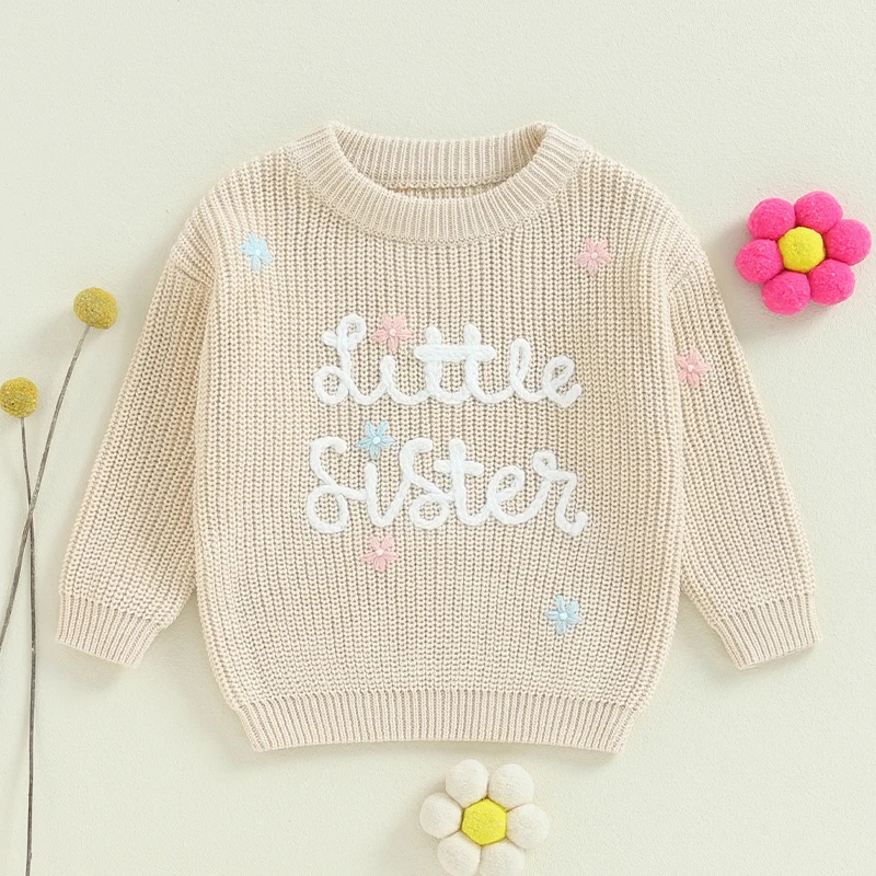 Newborn Outfit Baby Girl Clothes Knitted Sweater Matching Sister Sweatshirt Fall Winter Clothes