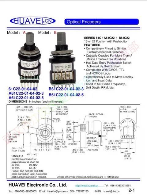 Optical Rotary Encoder A61C22-01-04-02-5 Industrial PC Rotary Push Button