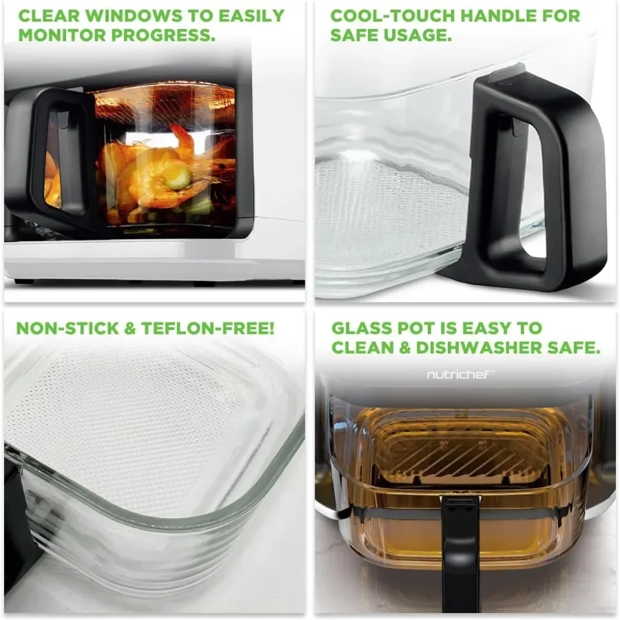 5.8クォートエアフライヤー、81種類のプリセット調理モード、最高の調理のための透明フライボウル、エビ、ステーキ、フライドポテト、手羽先、チキンなどに最適