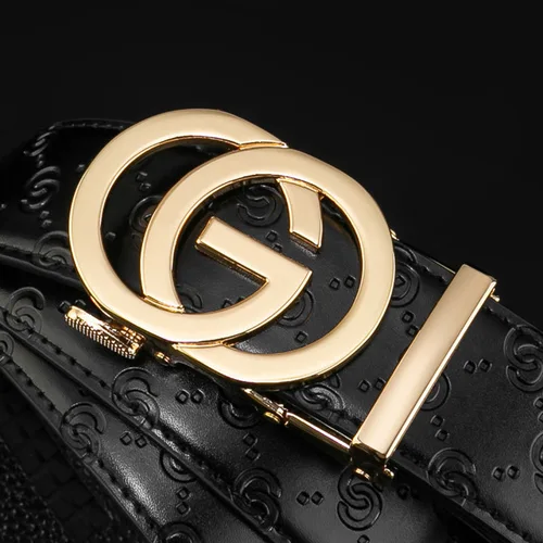 Imagen 2 del producto Nuevo cinturón de hombre de 3,4 cm de ancho, cinturón Formal de negocios de lona de cuero Real para hombre, cinturón con hebilla automática de Metal de alta calidad para pantalones vaqueros de hombre